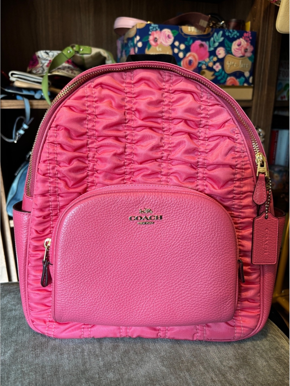 Coach Court Backpack in Confetti Pink